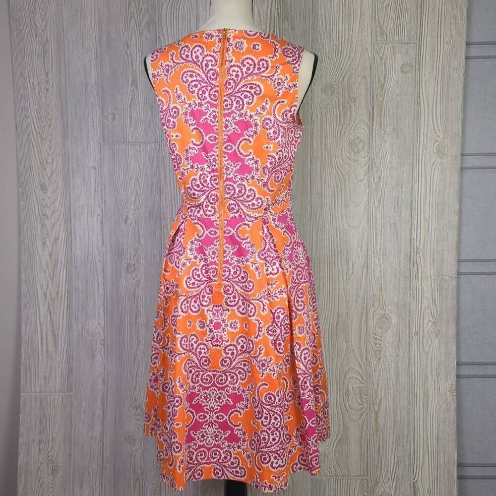Holly & Whyte by Lindex Womens 10 Midi Dress Orange Pink Floral Sleeveless Flowy - Picture 4 of 11